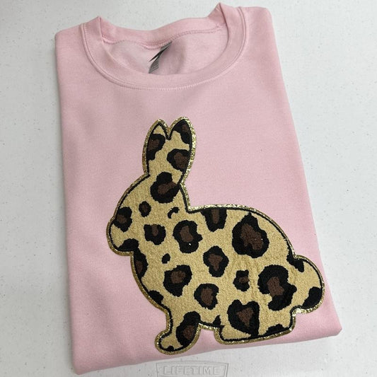 Leopard Bunny Chenille Patch Sweatshirt