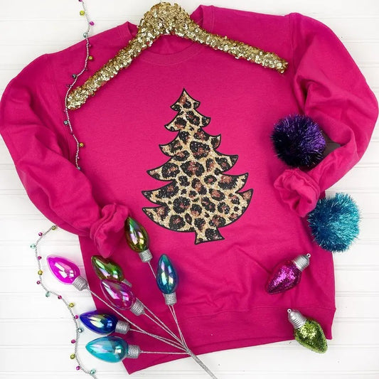 Leopard Tree FAKE Glitter Sweatshirt