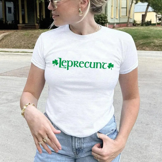 Leprecunt Women's Baby Tee - LEPRECUNT St. Patrick's Day Women's Baby Tee- Leprecunt Shirt, Funny Irish T-Shirt for Women, Irish Girl Trendy