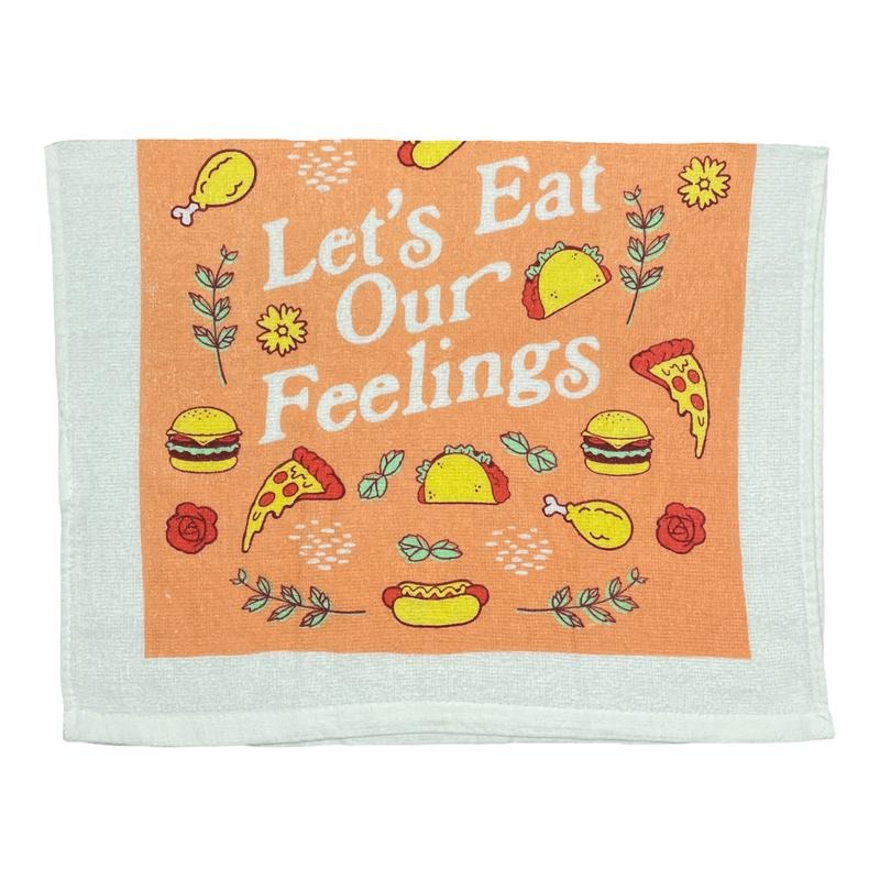 Lets Eat Our Feelings Funny Junk Food Coping Tea Towel Funny Dish Towels Soft Adsorbent Tea Towel