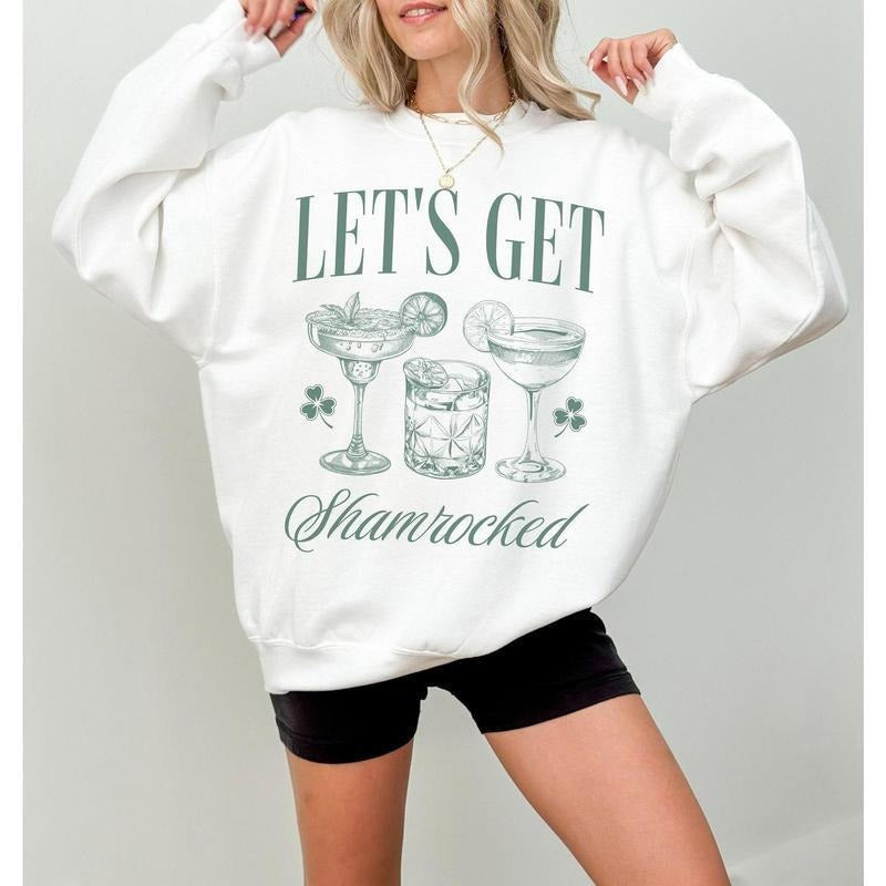 Lets Get Shamrocked St Patricks Day Crewneck Sweatshirt, St Paddys Day t-shirt, Funny St Patricks Day Drinking Shirt, St Pattys Pub Crawl