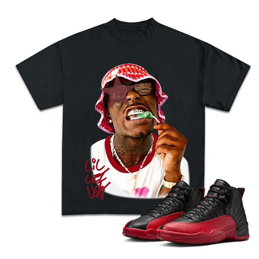 Lil Uzzi Vert Star Match 12 Flu Game Sneakers, Unisex Fitted Graphic Tee, Y2K Cotton T-shirt with a Bold Streetwear Look