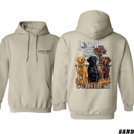 Local Boy Outfitters Hoodie Sweatshirt T-shirt - Trio of Labrador Retrievers Design, Ideal for Dog Lovers and Hunting Enthusiasts, Unisex Hoodie Offering Style, Perfect for Showcasing Love for Outdoor Adventures Menswear Sweaters