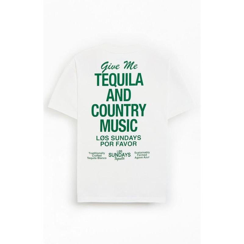 Los Sundays Men's White The Tequila & Country Music T-Shirt - Multicolor