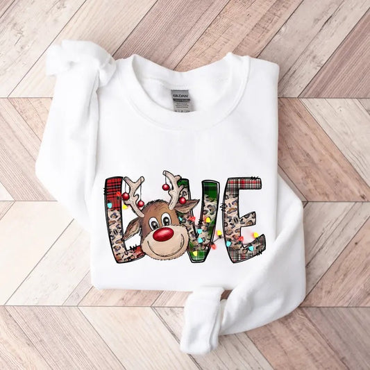 Love Reindeer Sweatshirt, Christmas Family Shirt, Xmas Gift, Holiday Xmas Gift, Xmas Family Matching Shirt, Christmas Deer Shirt, Cozy Season