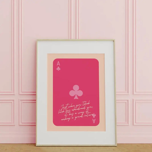 Lucky Girl Syndrome Print, Playing Card Ace Of Clubs Print, Pink Orange Y2k Aesthetic Decor, Preppy Dorm Room Wall Art, Poster Prints No Frame, Gifts For Girls Bedroom Wall Decor, Large Wall Art, Gifts For Birthday Christmas Artwork Landscape