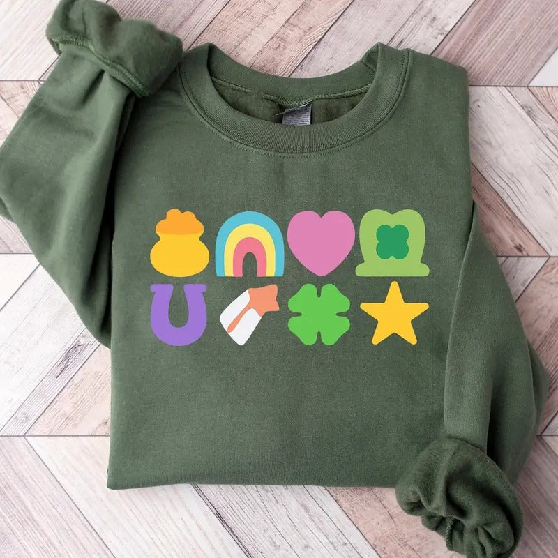 Lucky St Patricks Day Shirt, St Patrick's Day Sweatshirt, Lucky Charm Sweatshirt, Irish Day Sweatshirt, Lucky Shamrocks Rainbow shirtstyle{n002}2