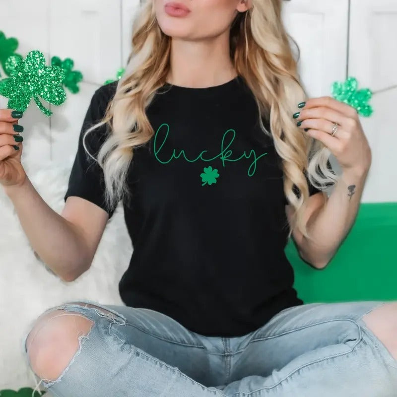 Lucky Sweatshirt, Clover Sweatshirt, St Patricks Day Sweatshirt, Saint Patrick's Pullover, Lucky Sweater, Clovers, Simple Holiday Sweater, Hodie and Sweater, T-Shirt