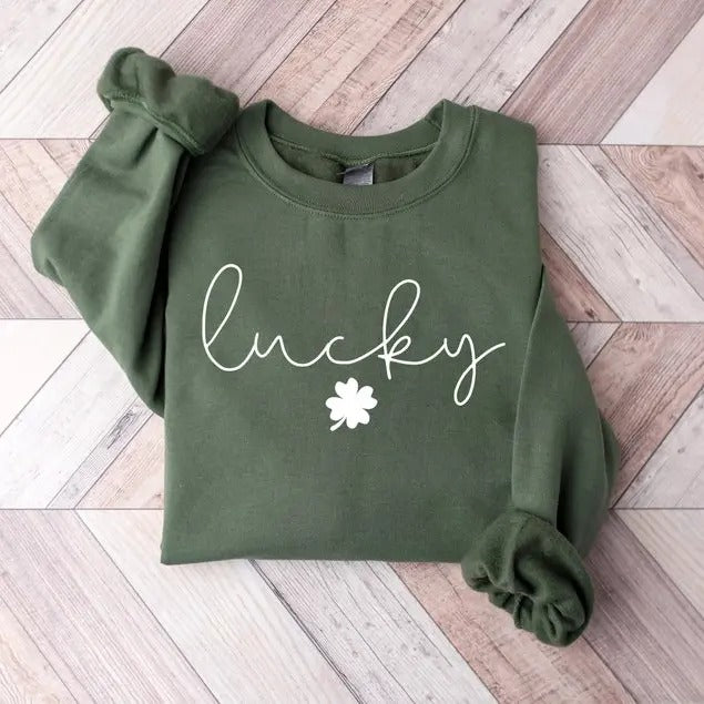 Lucky Sweatshirt, Clover tshirt, St Patricks Day hoodie, Saint Patrick's Pullover, Lucky Sweater, Clovers, Simple Holiday Sweater, i love tiktok