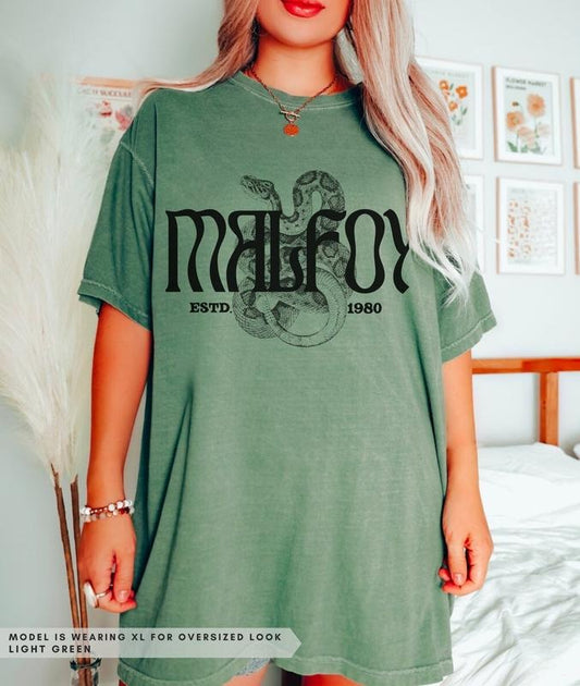 Malfoy Shirt Serpent Tshirt Green House Booktok Oversized T Shirt Potter Dracotok Universal Vacation HP Shirt Bookish Merch