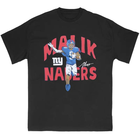 Malik Nabers T-Shirt Vintage Football Graphic Tee Shirt for Men Women Streetwear y2k