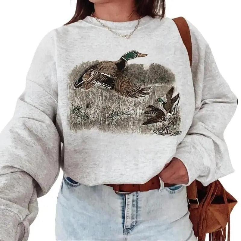 Mallard Duck Retro Unisex Sweaters, Animal Lover Shirt, Fall Shirt, Retro Fall Shirt, Vintage Fall Crewneck