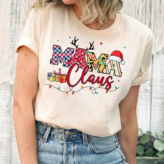 Mama Claus Christmas T-shirt, Mama Shirt, Mom Tee, Gift for Mom, Christmas Gifts, Santa, Cute Holiday Shirt, New Year, Christmas Tree, Christmas Family