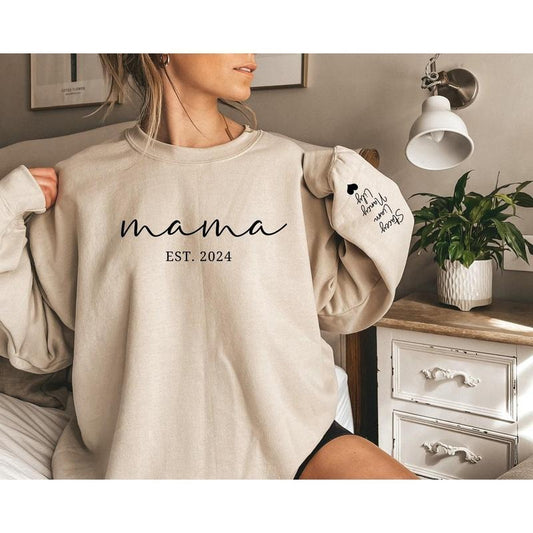 Mama Est Sweatshirt, Custom Mama Est 2025 Sweatshirt, Custom Mom Sweatshirt, Mom Gift, New Mom Gift, Mama Sweatshirt, Gift for Mom