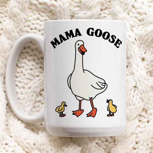 Mama Goose Mug, Cute Mothers Day Ceramic Cup, Mom Gift Coffee Mug, Cute Birthday Gift Idea For Mom, Cute Animal Illustration Mug, Novelty Coffee Mug, Gifts For Men Women, 11 15oz Ceramic Cup, Unique Gifts For Women Drinkware Printed