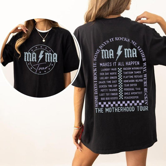 Mama Rock Tour Shirt, Comfort Colors Tshirt, Mom Life, Concert Tee, Rock and Roll, Motherhood World Tour, Music Lover Tee, Tired as a Mother, Funny Mothers Gift Tee, Women's Crew Neck, Crewneck