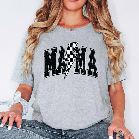 Mama Varsity Shirt Checkered Mom Shirt Mother's Day Gift Lightning Bolt Mama Sweatshirt Baby Shower Gift Mother's Day T-shirt  sweater