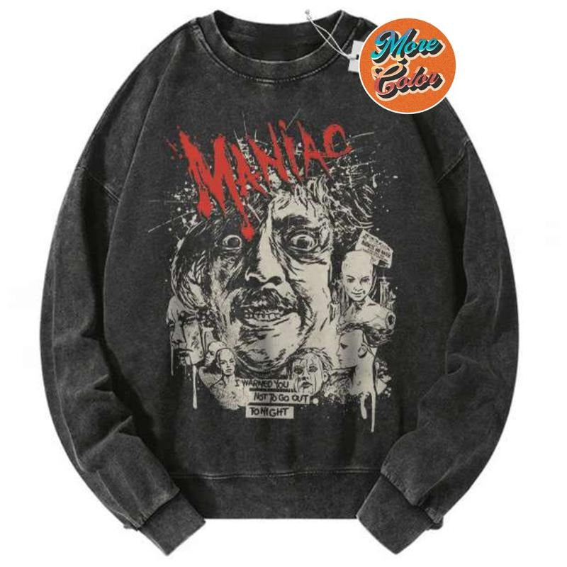 Maniac Horror Movie Anime Vintage Shirts, Cotton Unisex Sweatshirt, Crew Neck, Size S- 3XL, Menswear Top, Womenswear Top Underwear Streetwear