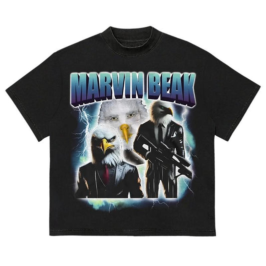 Marvin Beak Funny Staring Eagle Dank Meme T-Shirt Street Style Lightweight and Breathable