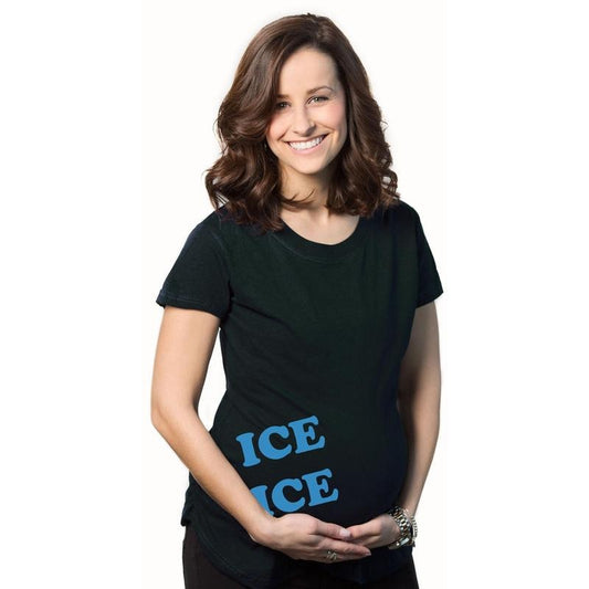 Maternity Ice Ice Pregnant Tee Novelty Baby Bump Pregnancy Announcement T shirt Funny Graphic Maternity Tee Cute Pregnancy Tees With Plus Sizes Funny Music Short Sleeve Funny Maternity Shirts