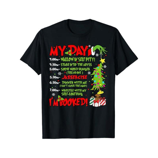 Men'S Casual Cotton T-Shirt, Crew Neck, Slight Stretch, Loose Fit, with Santa Christmas Holiday Print, for All-Season Knit Fabric made in usa