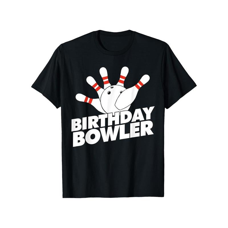 Men'S Casual Crew Neck T-Shirt with Geometric Bowling Print - Regular Fit, Slight Stretch Cotton, Knit Fabric, Summer Short Sleeve Tee with Birthday Bowler Graphic made in usa