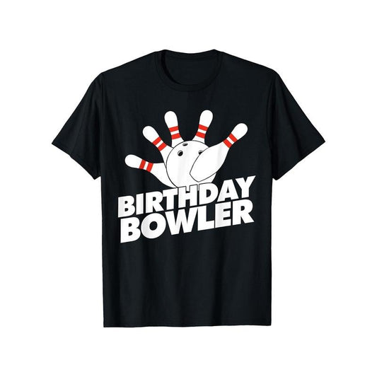 Men'S Casual Crew Neck T-Shirt with Geometric Bowling Print - Regular Fit, Slight Stretch Cotton, Knit Fabric, Summer Short Sleeve Tee with Birthday Bowler Graphic made in usa