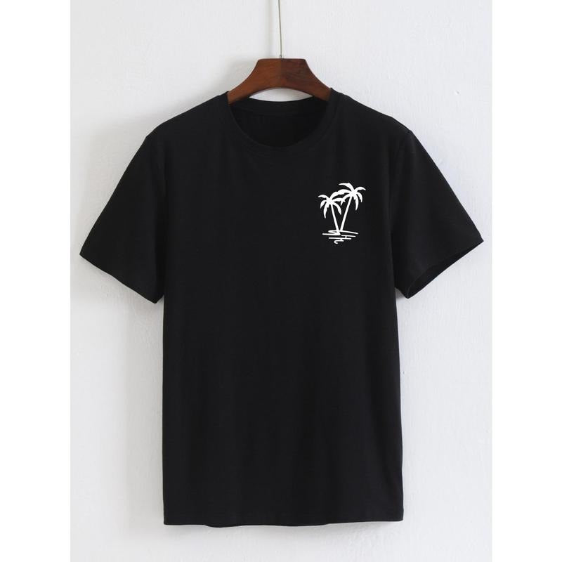 Men Tropical Print Tee For Spring And Summer Made in USA