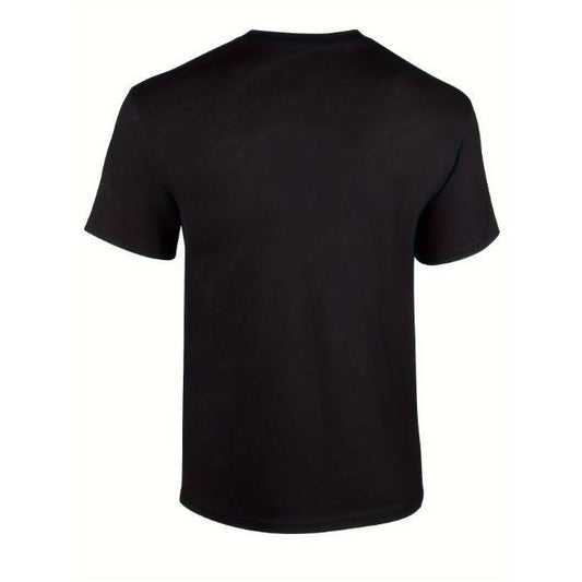 Men's Casual Cotton T-Shirt With Moon Wolf Pattern, Round Neck, Short Sleeve, Regular Fit, Suitable For Daily Wear Made in USA