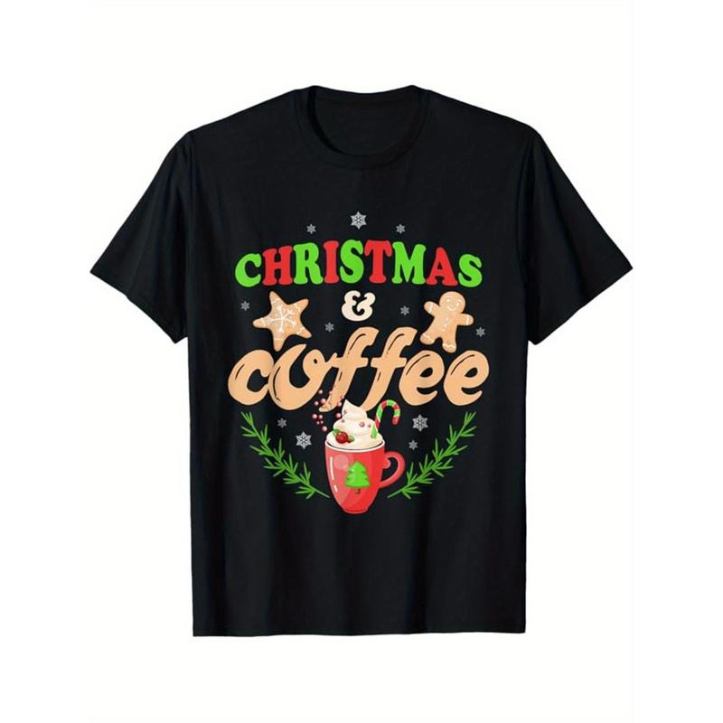 Men's Cotton Christmas Graphic Tee - Casual Short Sleeve Crew Neck T-Shirt, Perfect for Outdoor & Holiday Wear made in usa