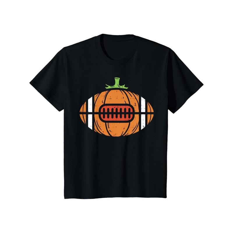 Men's Cotton Football Pumpkin Graphic Tee - Casual Short Sleeve Crew Neck T-Shirt for Sports & Casual Attire made in usa