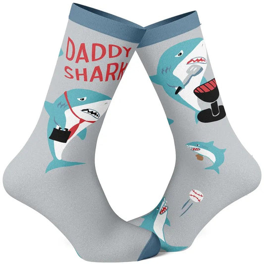 Men's Daddy Shark Socks Funny Father's Day Gift For Dad Viral Kids Song Novelty Footwear Funny Graphic Socks Comfortable Fitted Spandex Cotton