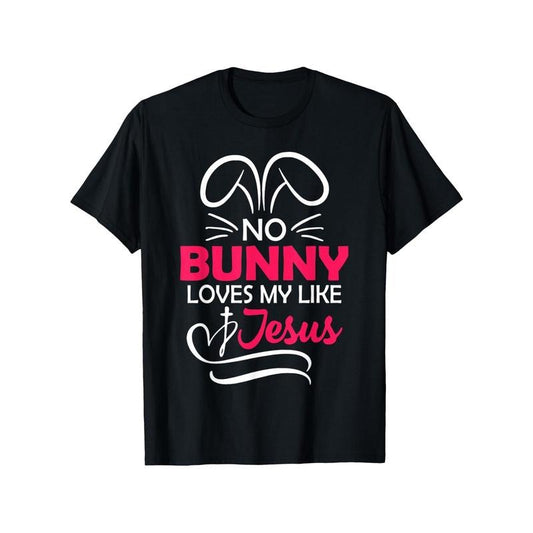 Men's Easter 'No Bunny Loves Me Like Jesus' T-Shirt - Soft, Breathable Cotton, Comfortable Short Sleeve Tee with Rabbit Ears & Cross Design, Perfect Gift for Men, Sizes S-XXXL made in usa