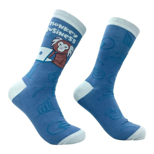 Men's Monkey Business Socks Funny Ape Office Work Employee Joke Footwear Funny Graphic Socks Comfortable Fitted Spandex Cotton