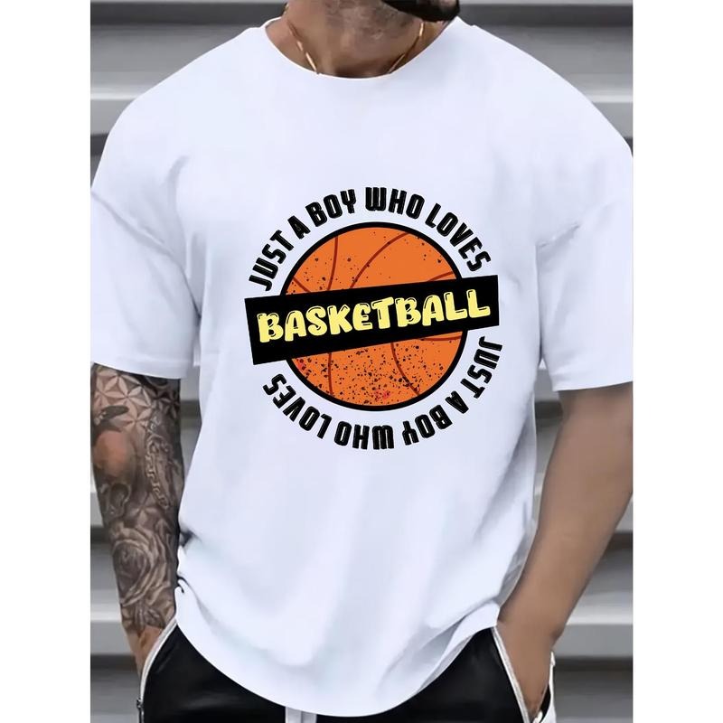 Men's New Stylish Casual Sports, BASKETBALL Printed T-shirt Short Sleeve Outdoor Fitness Summer Round Neck T-shirt made in usa