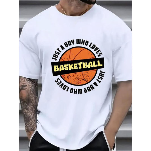 Men's New Stylish Casual Sports, BASKETBALL Printed T-shirt Short Sleeve Outdoor Fitness Summer Round Neck T-shirt made in usa