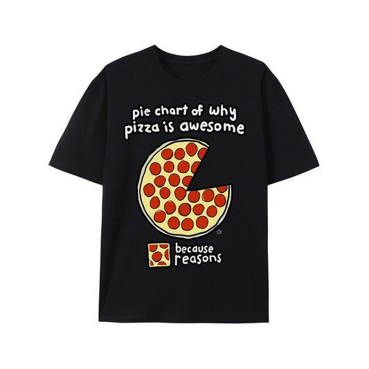 Men's Pizza Chart Graphic Cotton T-Shirt - Breathable, Casual & Sporty Crew Neck Tee for Outdoor Activities made in usa