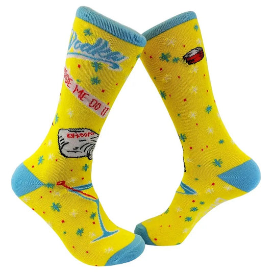 Men's Vodka Made Me Do It Socks Funny Novelty Saying Drinking Party Footwear Funny Graphic Socks Comfortable Fitted Spandex Cottonstyle{n002}2