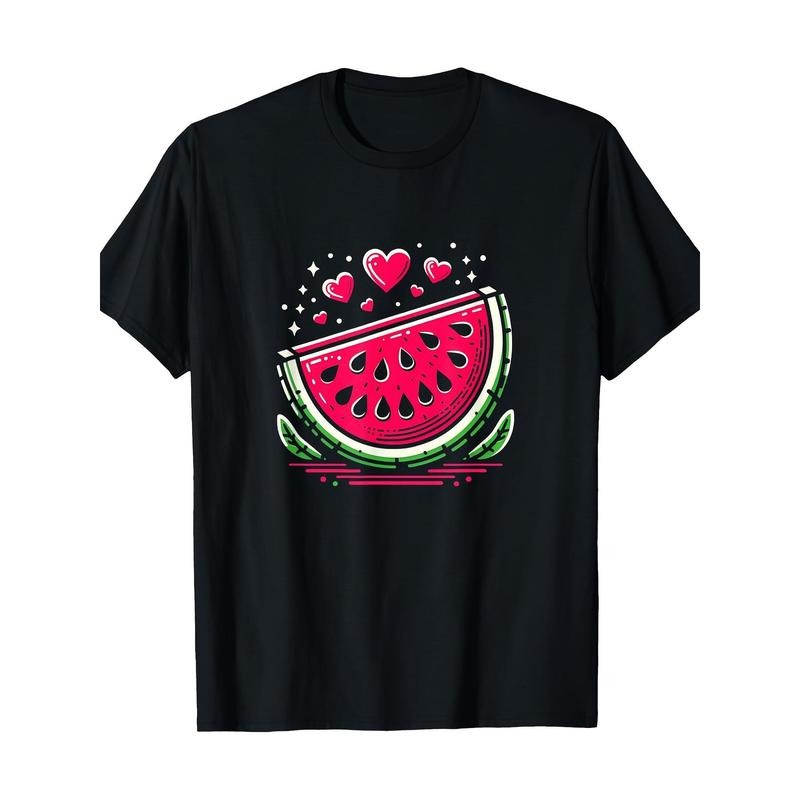 Men's Watermelon Print Cotton T-Shirt - Casual, Breathable & Soft for Summer Holidays made in usa