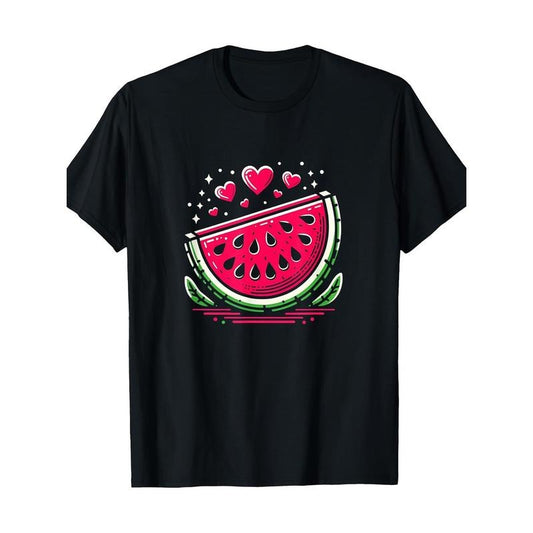 Men's Watermelon Print Cotton T-Shirt - Casual, Breathable & Soft for Summer Holidays made in usa
