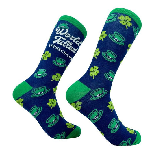Men's Worlds Tallest Leprechaun Socks Funny St Paddys Day Folklore Joke Footwear Funny Graphic Socks Comfortable Fitted Spandex Cotton