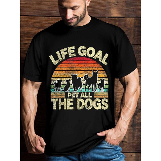 Men's funny pet dog owner T-shirt, men's interesting pattern t-shirt, short-sleeved novel T-shirt classic version, Round Neck, T-shirt made in usa