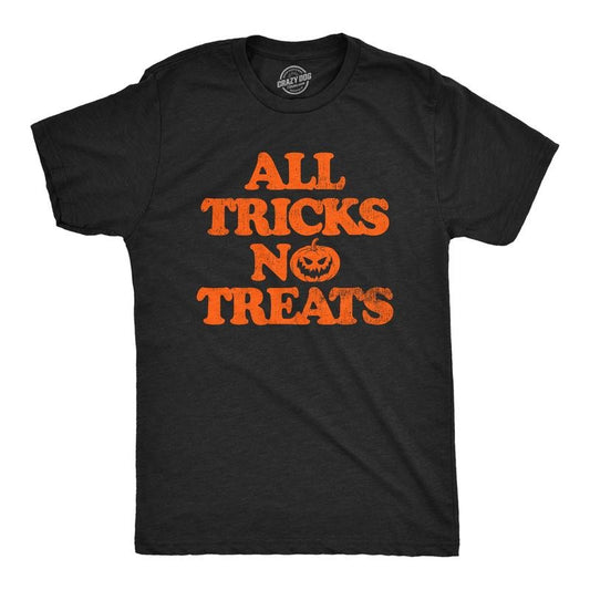 Mens All Tricks No Treats T Shirt Funny Halloween Naughty Jack O Lantern Tee for Guys Mens Funny T Shirts Cool Tees Soft Stylish Casual Menswear Halloween Apparel for Men Funny Sarcastic Short Sleeve Black -