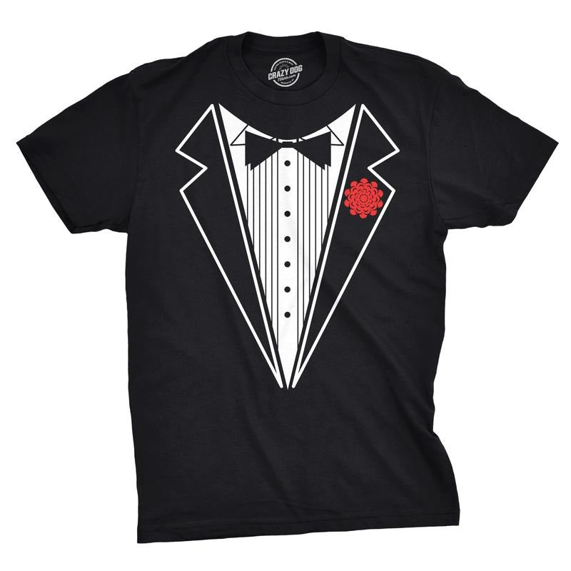 Mens Black Tuxedo T Shirt Funny Lazy Wedding Fake Suit Fancy Marriage Tee Mens Funny T Shirts Cool Tees Soft Stylish Casual Menswear Funny Proposal Short Sleeve Novelty Tees for Guys Black