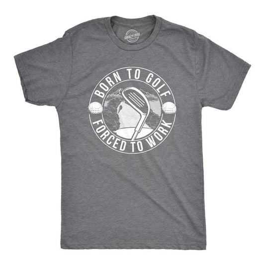Mens Born to Golf T Shirt Funny Sports Golfing T Shirt Dad Golfer Humor Mens Funny T Shirts Cool Tees Soft Stylish Casual Menswear Funny Golf Short Sleeve Novelty Tees for Guys Dark Grey