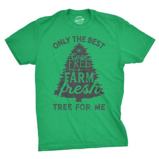 Mens Cage Fre Farm Fresh Tree T Shirt Funny Outdoors Christmas Tee For Guys Mens Funny T Shirts Cool Tees Soft Stylish Casual Menswear Christmas Apparel for Men Funny Camping Short Sleeve Novelty Tees Green