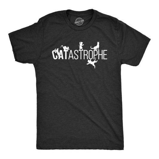 Mens Catastrophe T Shirt Funny Sarcastic Cat Kitten Joke Graphic Tee for Guys Mens Funny T Shirts Cool Tees Soft Stylish Casual Menswear Sarcastic Apparel for Men Funny Cat Short Sleeve Novelty Tees Black
