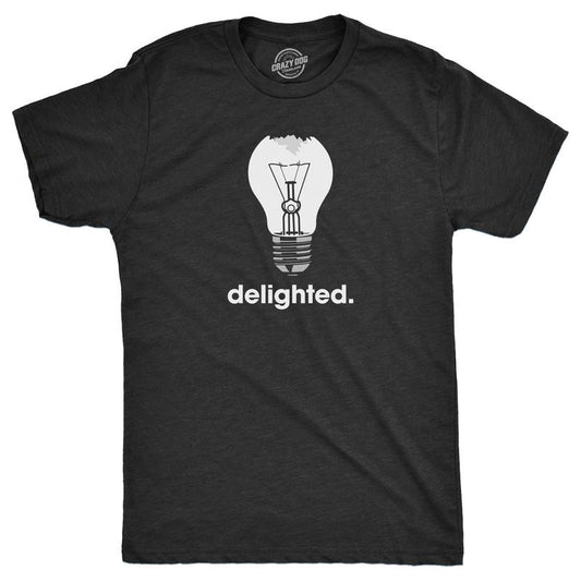 Mens Delighted T Shirt Funny Broken Smashed Light Bulb Joke Tee For Guys Mens Funny T Shirts Cool Tees Soft Stylish Casual Menswear Funny Sarcastic T Shirt Novelty Tees for Men Black -
