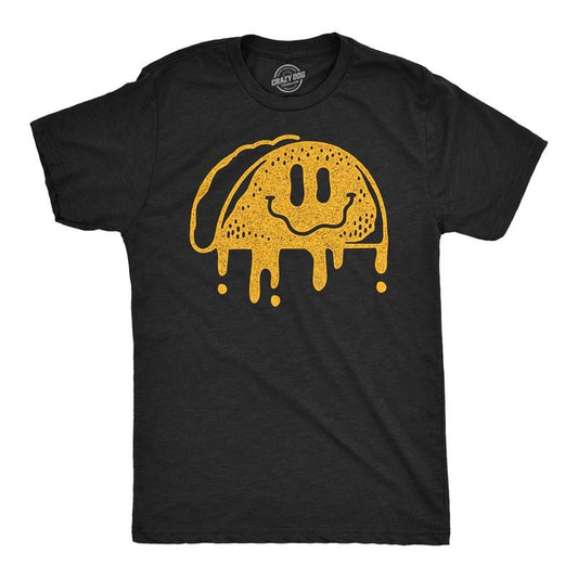 Mens Dripping Taco Smile Funny T Shirts Mexican Food Graphic Tee For Men Mens Funny T Shirts Cool Tees Soft Stylish Casual Menswear Funny Food Short Sleeve Novelty Tees for Guys Black -