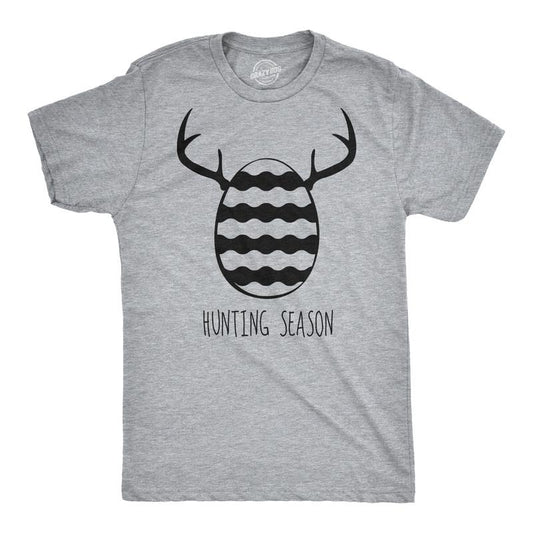 Mens Easter Egg Hunting Season Hunt Funny Deer Bunny Gift for Adult T Shirt Mens Funny T Shirts Cool Tees Soft Stylish Casual Menswear Easter Apparel for Men Funny Hunting Short Sleeve Novelty Tees Light Grey